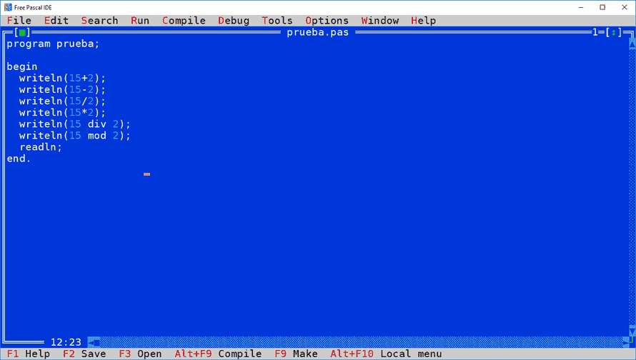 Operaciones con Free Pascal